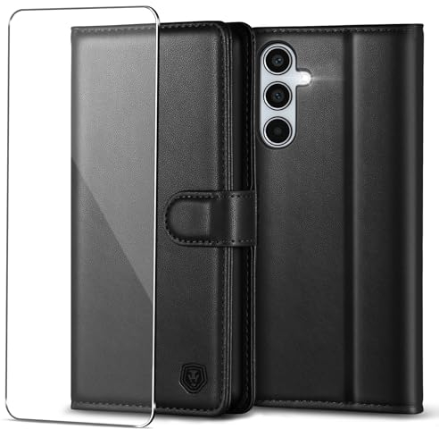 Kuafcase Handyhülle für Samsung Galaxy A55 5G Hülle Premium Leder Klappbar Flip Case Magnet Kartenfach Standfunktion Klapphülle Schutzhülle für Samsung Galaxy A55, Schwarz