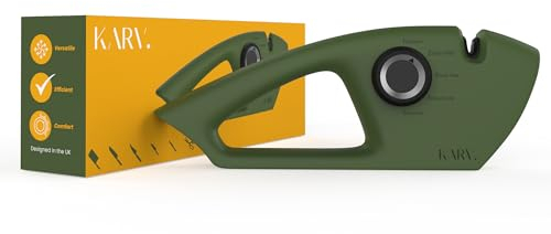 KARV Knife Sharpener Forest Green - 5-Stage Professional Kitchen Knife Sharpeners for All Knives - Non-Slip Base & Ergonomic Handle, Sharpen Straight Edge & Serrated Blades Chef Knife Sharpener