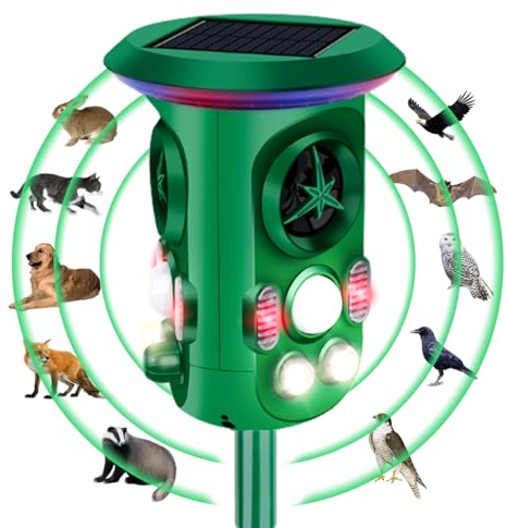 Repelente de Gatos Fleau Garden Pro - Repelente de Animales - Ultrasónico - Energía Solar - Repelente de martas - de Palomas - de plagas - Resistente al Agua