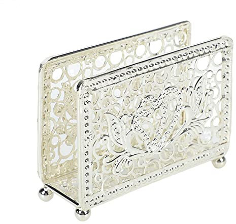 Kosmetiktücher Box Serviettenhalter Verschleißfeste Organisation Retro Western Restaurant Papierregal Tisch Tissue Aufbewahrungshalter Serviettenständer für Esszimmer Badezimmer Schlafzimmer(Silver)