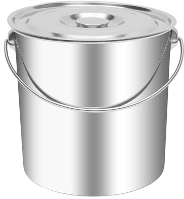 HOARLICN 20L Eimer Edelstahl, Edelstahl Milcheimer Lebensmittel Wassereimer 20L Küche Lebensmittel Sicher mit Deckel Melkeimer Küche Eimer