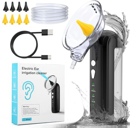 Diealles Shine Ohrenschmalz Entferner, Ohrenreiniger mit 4 Druckmodi, Wiederaufladbar Ohrreiniger für Erwachsene Kinder, Ohrenspülung mit 8 Wiederverwendbarer Düsen, IPX7 Wasserdicht