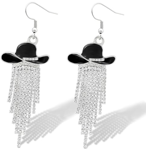 Boucles d'oreilles de cowgirl, Boucles d'oreilles à pampilles en strass, Boucles d'oreilles Femme, Boucles D'oreilles Longues en Strass, Bijou de mariée, Cadeau pour femme