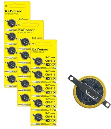 KaPonsec Tabbed CR1616 Battery with Solder tabs 3V Lithium Battery for Gameboy-15PACK