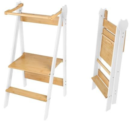 OHMG Tour d'apprentissage,Tour d'Eveil en Bois,Tour d'observation Montessori, Tour Montessori Pliable,Tour d Observation Enfant Pliable,Tour d Observation Enfant,Table Tabouret d'observation à partir