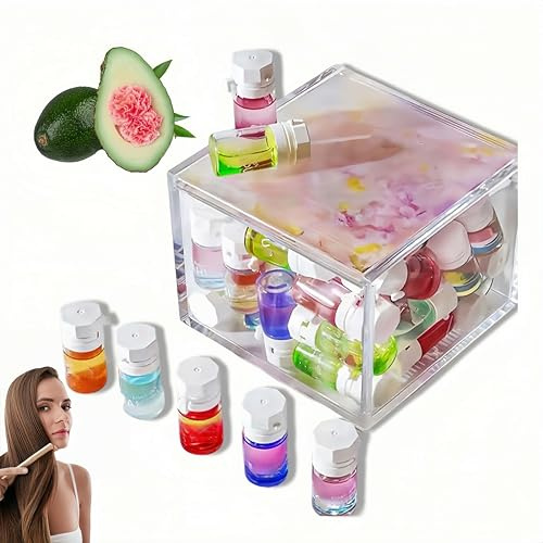 Perfume y aceite 2 en 1: Aceite capilar nutritivo y abrillantador de aguacate, set de perfume capilar, mini perfume capilar para mujer, fragancia de larga duración y para cabello dañado (40Piezas)