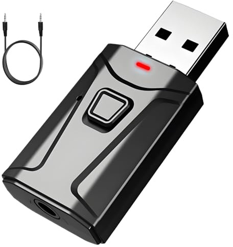 Adaptateur USB Bluetooth 5.1 Voiture avec Jack 3,5 Récepteur USB Bluetooth 5.1 émetteur Bluetooth 2 en 1 pour TV PC Chaîne Voiture Chaîne Hi-FI Microphone Intégré Soutien Appels Mains Jouer Musique