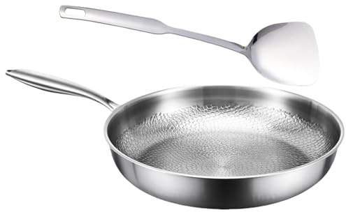 Zhoushen Padella professionale in metallo con spatola antiaderente pentole anche calore elettrico cucina essenziale in metallo pentole per più piani cottura