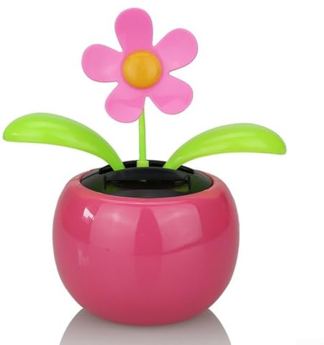 Lot de 4 fleurs vacillantes solaires pour tableau de bord de voiture, fleurs décoratives avec tête oscillante, designs aléatoires tels que coccinelle et abeille, décoration de bureau sans piles