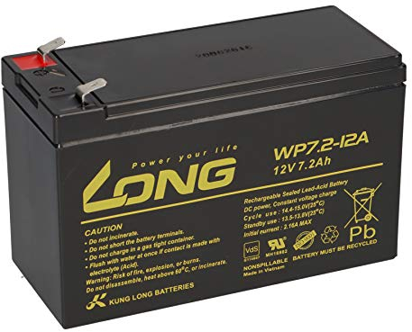 Akku Kung Long WP7.2-12 12V 7,2Ah F250 (6,3mm) AGM Batterie VDS wartungsfrei