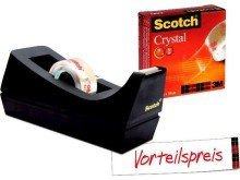 Scotch© Tischabroller Sparset C38 mit 1 Rolle Crystal Clear Klebeband 600