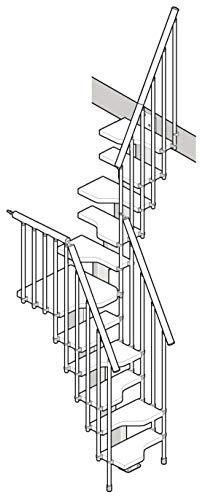 Scala 3 Rampe ad U Salva-spazio alla Marinara Mister Step Mini 11 Gradini - Altezza tra i Piani 241-285 cm. (Rovere, ACCIAIO BIANCO)