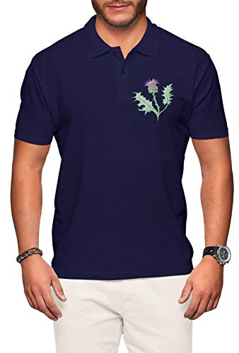 FunkyShirt Scotland Rugby - Polo para Hombre, diseño de Cardo escocés