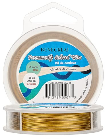 BENECREAT 50m 0.45mm 7-Strand Gold Nylon Coated Craft Jewelry Beading Wire Tiger Tail Beading Wire for Necklaces Bracelets Ring