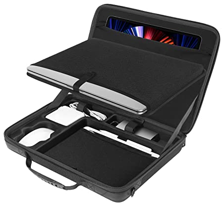 Smatree 15,6 Zoll Schutzhülle, Hartschale, kompatibel mit Laptop 2021/2019, 16 Zoll, 15,4 Zoll MacBook Pro, Transporttasche mit Zubehörfach – Schwarz