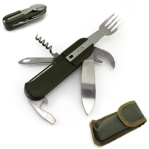 Couteau Pliant Multifonctionnel extérieur, Couverts Pliables, Vaisselle de Camping en Acier Inoxydable, Ensemble de Couverts pliants, ​Adapté pour Les Pique-niques et Les Aventure
