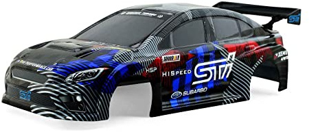 HSP RC Body Shell for HSP Redcat Exceed 1/10 Scale 4wd On Road Racing Drift RC Car with Stickers and Rear Wing (Black)