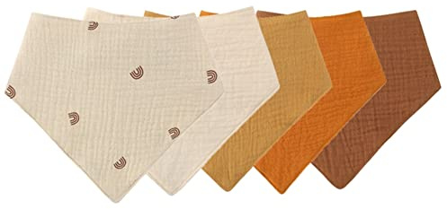 Bavoir Triangle Bébé, 5Pcs Coton Bandana Doux Et Absorbant, Avec 2 Boutons Réglables, Respirable Serviette de Salive, Cadeaux pour Nouveau Né, Garçons Filles