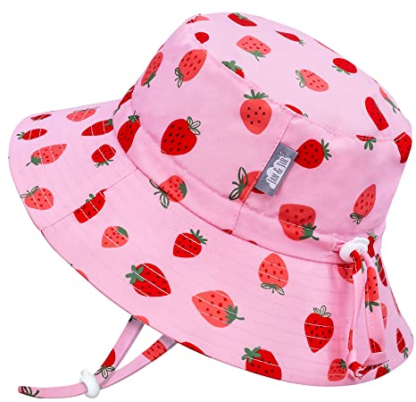 Jan & Jul Schnell Trocknender Baby Sonnenhut für Mädchen (M: 6-24 Monate, Rosa Erdbeere)