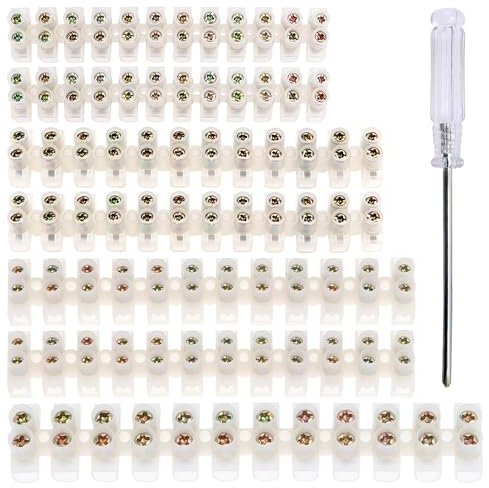 YIXISI 7 Pièces Bornes a Vis Double Rangée, 3A/6A/10A/20A Barrette Connexion Bornier Electrique, Double Rangée de Connecteurs de Fil de Connecteur de Position 12, avec Tournevis