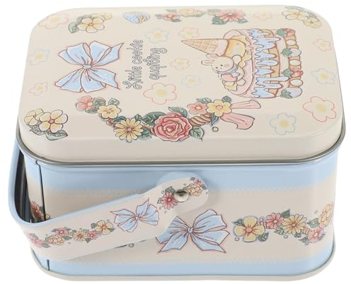 Luxshiny Boîte à biscuits en métal Boîte à thé avec couvercle Boîte de conservation vintage Boîte à biscuits Boîte à bonbons portable Boîte de conservation pour thé, bonbons et grains de café