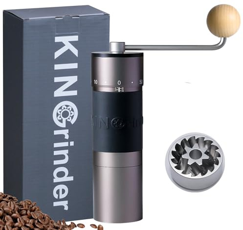 【Iron Gray】KINGrinder K6 Manual Hand Coffee Grinder with Straight Handle for French Press, Drip, Espresso with Assembly Consistency Stainless Steel Conical Burr Mill, 25-35g Capacity