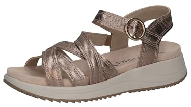 CAPRICE Sandali bassi da donna in pelle tempo libero, Beige (Taupe Metallic), 38 EU