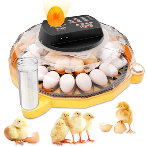 26-Egg Incubator with Automatic Turning, Digital LED Display and Automatic Humidity Control for Chicken, Duck, Quail, Poultry and Pigeon Eggs,Chicken tray (Purpose egg tray+Bird egg tray)
