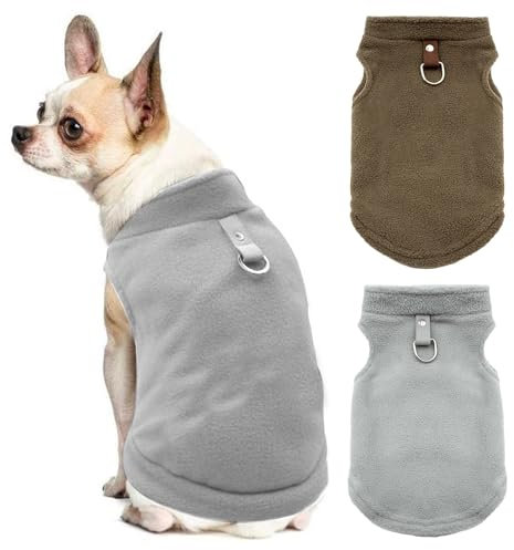 JSTHHTT 2er Hundepullover Kleine Hunde, Warm Hundejacke, Hundemantel mit D-Ringen, Winter Hundepullover Mantel, Kaltwetter Hundebekleidung, Innen und Außeneinsatz