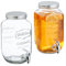 Relaxdays 2 Dispenser in Vetro per Bevande, Erogatore con Rubinetto in Plastica, 3,5 Litri, Distribuitore Acqua e Bibite, Ferro