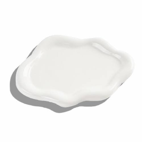 Hoshisea Vassoio per Gioielli in Ceramica, Piatto in Ceramica a Forma Di Nuvola, Adatto per Riporre Gioielli Anelli Collane e Orologi (Bianco)