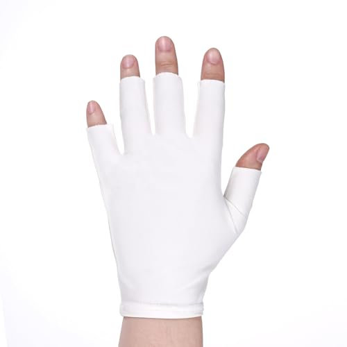 2 paia di guanti bianchi in cotone per mani asciutte per dormire, guanti bianchi senza dita, guanti per eczema per idratazione, touchscreen, spa, trattamento della pelle