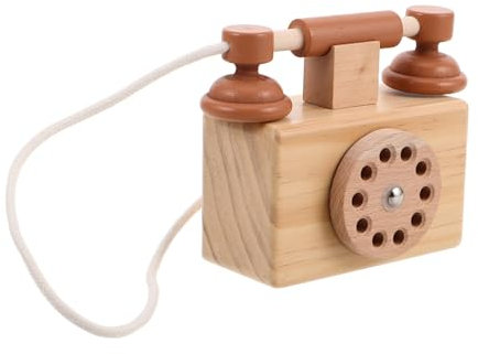 TOBBOMEY Holzspielzeug Telefon Für Junge Mädchen Vintage Drehtelefon Aus Holz Für Fantasievolles Spiel Und Interaktion Pädagogisches Montessori Spielzeug Für Kleinkinder