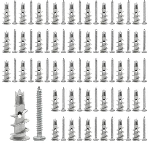 Cheville Placo, 40 Pièces Cheville Placo Charge Lourde avec Vis Autoperceuses, Chevilles Métalliques Fixations pour Cavités Béton Briques Plaques de Plâtre