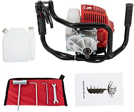 Tagtuell Erdlochbohrer, Erdbohrer mit 2 Takt Motor, Pfahlbohrer Motorerdbohrer für saubere Bohrungen, Pfahlbohrer Pflanzenbohrer, Ohne Bohrer