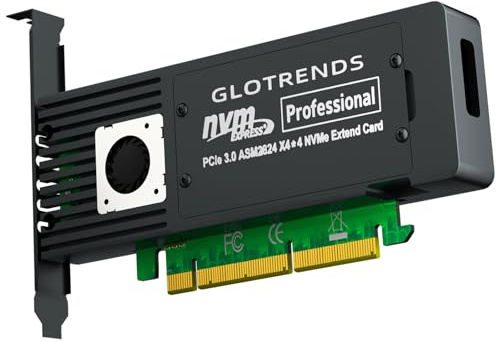 GLOTRENDS ST560 Adattatore Quad M.2 NVMe a PCIe 3.0 X8 con biforcazione PCIe, configurazione software RAID M.2 NVMe tramite strumento OS