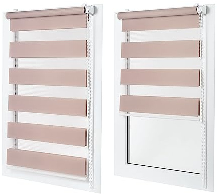 MakoStyl Rollos für Fenster Ohne Bohren - 85 cm Stoffbreite x 230 cm Fensterhöhe - Bleichrosa Doppelrollo Klemmfix Ohne Bohren - Fenster Rollos für Innen - Verdunkelnd Duo Rollo