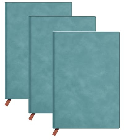 SZAXCCOM 3 Carnets de Notes A5 Cuir Notebook Cahier Note Journaling 200 Pages Ruban pour bureau, école, maison, entreprise, prise de notes (Bleu clair)