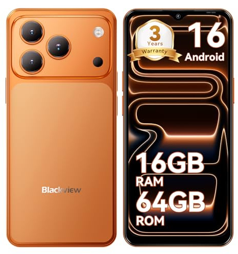 Blackview Wave 7C Handy Ohne Vertrag, Android 16 Handy Günstig, KI 32MP+13MP, 6.56'' Smartphones, 16GB+64GB/2TB TF, 4G Dual SIM Simlockfreie Handys/IP54/Gemini AI/3.5mm Jack/3 Slots/3 Jahre Garantie