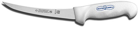 Dexter Russell SG131-6PCP SofGrip (24003) Boning Knife, 6, narrow, curved, DEXSTEEL stain-free, high-carbon steel, non-slip, white, soft rubber grip handle, Perfect Cutlery Packaging