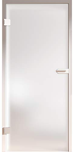 HORI® Zimmertür Komplettset mit Zarge und Türdrücker I Milchglas Dreh-Tür aus 8 mm ESG Glas I Höhe 198,5 cm I 860 mm I DIN Rechts I Wandstärke: 80 mm (78-97 mm) mm