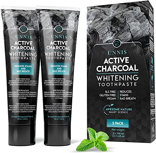 Dentifricio Sbiancante Denti Professionale 2 Pack Carbone Attivo Denti Sbiancante Pulizia Denti Bianchi Sbiancamento Dentifricio Nero Pasta per Denti Activated Charcoal Teeth Whitening Toothpaste