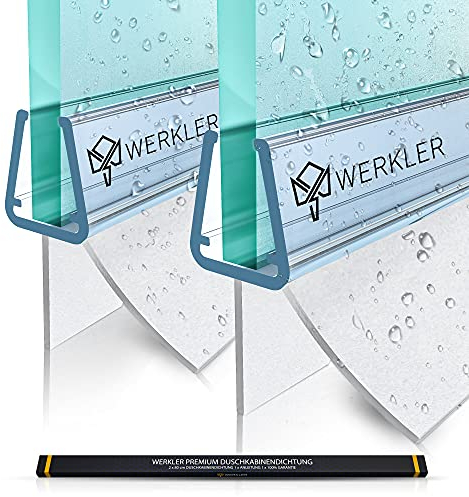 WERKLER® Premium Duschdichtung | Deutsche Qualität | 6MM / 7MM / 8MM Glasstärke | Mit Anleitung & 2 Jahre Garantie | Optimales Material, Maß & Transparenz (2x 50cm)