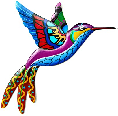 YEJAHY Decorazione artistica da parete in metallo colibrì – ferro battuto metallo uccello decorazione da parete – decorazione da parete – per interni ed esterni, giardino, casa, patio, blu