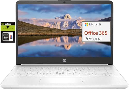 HP 14 Ultral Light Laptop for Students and Business, Intel Quad-Core, 8GB RAM, 192GB Storage(64GB eMMC+128GB Ghost Manta SD Card), 1 Year Office 365, USB C, Win 11 S
