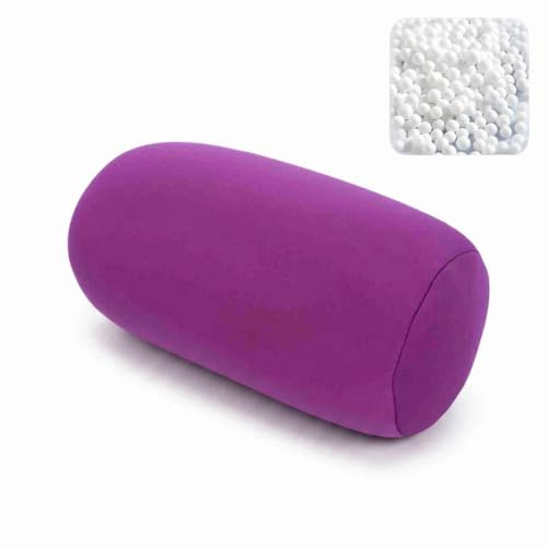 Cyrank Microbead Roll Pillow, Neck Cushion Mini Pillow Sleeping Neck Support Flexible Body Bean Round Cervical Roll Cylinder Bolster for Home Travel Sleep(Purple)