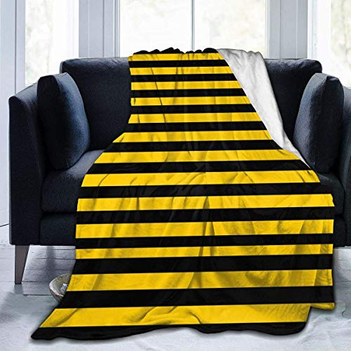 Manta de franela de forro polar de rayas amarillas y negras, ultra suave, para sofá, viajes, ropa de cama, aire acondicionado, 200 cm x 150 cm