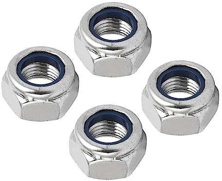 QUARKZMAN M12 x 1,25mm Hexagonal Bloqueo Tuerca x 4uds 304 Inoxidable Acero Métrico Finas Hexagonal Bloqueo Tuercas para Tuberías, Automóvil Motores, [Plateado Tono]