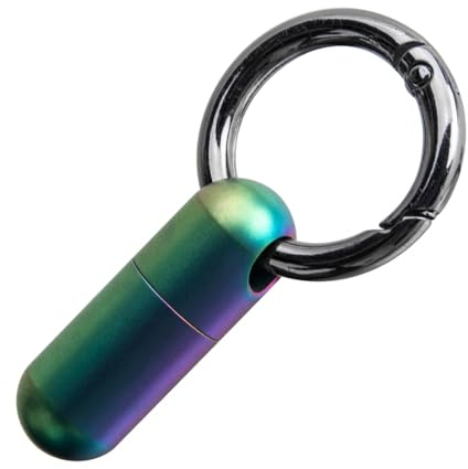 Pillendose Schlüsselanhänger, Pillenbehälter Kapsel Wasserdicht Titanlegierung Pillenflasche Schlüsselanhänger für Reise Camping