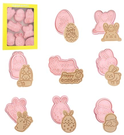 8 Stück Ausstechformen Ostern Set,Keksausstecher Ostern,DIY Ausstecher Osterei,Plätzchenausstecher Ostern Kinder,Keksstempel Ostern,Osterhasen Ausstecher Klein,DIY Ausstecher Osterei (Ostern-B)
